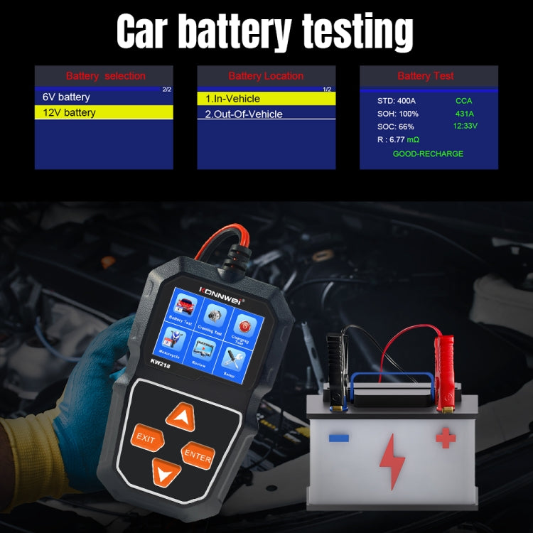 KONNWEI KW218 2.4 inch Color Screen Car Battery Tester(Black) - free shipping - PMC TechLife - Order now!