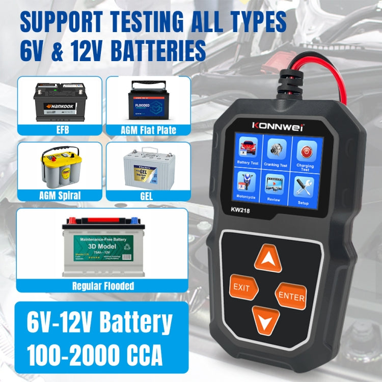 KONNWEI KW218 2.4 inch Color Screen Car Battery Tester(Black) - free shipping - PMC TechLife - Order now!