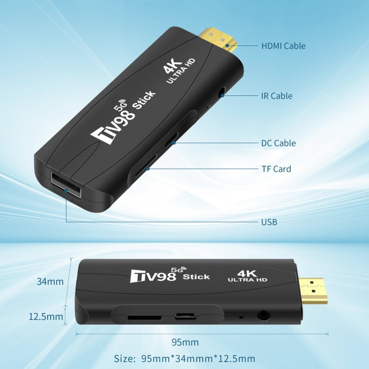 TV98 Rockchip 3228A Quad Core 4K HD Bluetooth Android TV Stick, RAM:4GB+32GB(AU Plug) - Android TV Sticks by PMC TechLife | Online Shopping South Africa | PMC TechLife | Buy Now Pay Later Mobicred