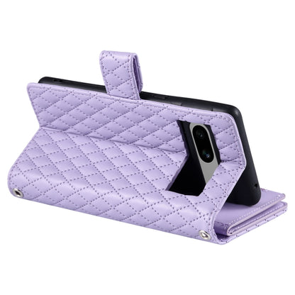 For Google Pixel 7a Glitter Lattice Zipper Wallet Leather Phone Case(Purple) - Google Cases by PMC Jewellery | Online Shopping South Africa | PMC Jewellery | Buy Now Pay Later Mobicred