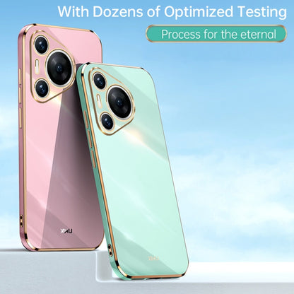 For Huawei Pura 70 XINLI Straight 6D Plating Gold Edge TPU Phone Case(Mint Green) - Huawei Cases by XINLI | Online Shopping South Africa | PMC Jewellery | Buy Now Pay Later Mobicred