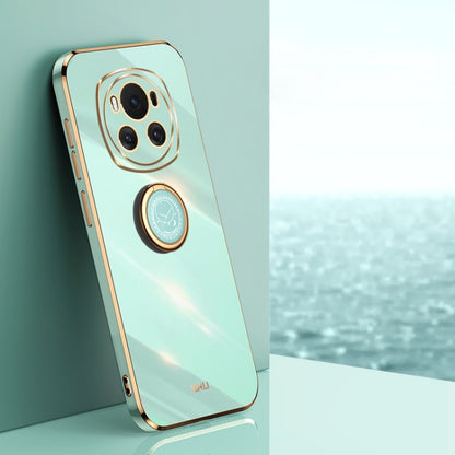 For Honor Magic6 5G XINLI Straight 6D Plating Gold Edge TPU Shockproof Case with Ring Holder(Mint Green) - Honor Cases by XINLI | Online Shopping South Africa | PMC Jewellery | Buy Now Pay Later Mobicred