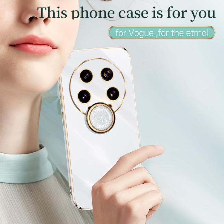 For Xiaomi 14 Ultra 5G XINLI Straight Edge 6D Electroplate TPU Phone Case with Ring Holder(White) - 14 Ultra Cases by XINLI | Online Shopping South Africa | PMC Jewellery | Buy Now Pay Later Mobicred