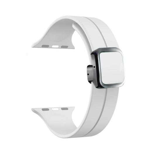 For Apple Watch Ultra 2 49mm Magnetic Square Buckle Silicone Watch Band(White) - Watch Bands by PMC Jewellery | Online Shopping South Africa | PMC Jewellery