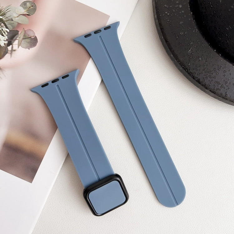 For Apple Watch Ultra 2 49mm Magnetic Square Buckle Silicone Watch Band(Blue) - Watch Bands by PMC Jewellery | Online Shopping South Africa | PMC Jewellery