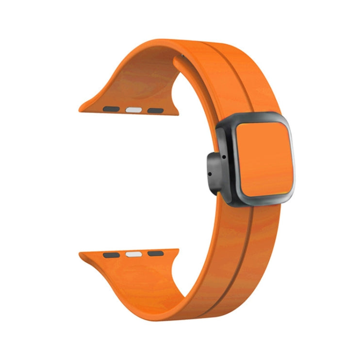 For Apple Watch SE 2022 40mm Magnetic Square Buckle Silicone Watch Band(Orange) - Watch Bands by PMC Jewellery | Online Shopping South Africa | PMC Jewellery