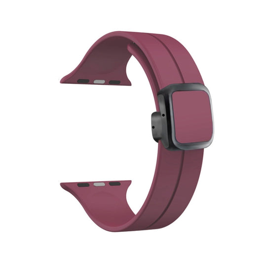 For Apple Watch SE 2022 40mm Magnetic Square Buckle Silicone Watch Band(Wine Red) - Watch Bands by PMC Jewellery | Online Shopping South Africa | PMC Jewellery