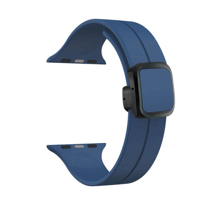 For Apple Watch SE 2022 44mm Magnetic Square Buckle Silicone Watch Band(Midnight Blue) - Watch Bands by PMC Jewellery | Online Shopping South Africa | PMC Jewellery