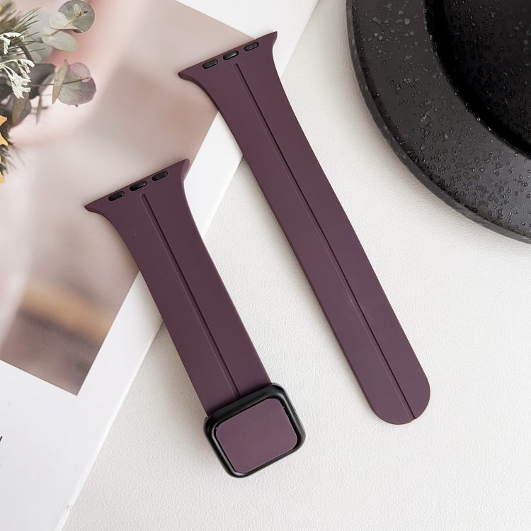 For Apple Watch Series 7 41mm Magnetic Square Buckle Silicone Watch Band(Fruit Purple) - Watch Bands by PMC Jewellery | Online Shopping South Africa | PMC Jewellery