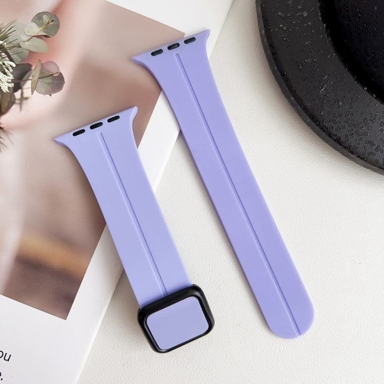 For Apple Watch SE 40mm Magnetic Square Buckle Silicone Watch Band(Lilacs Purple) - Watch Bands by PMC Jewellery | Online Shopping South Africa | PMC Jewellery