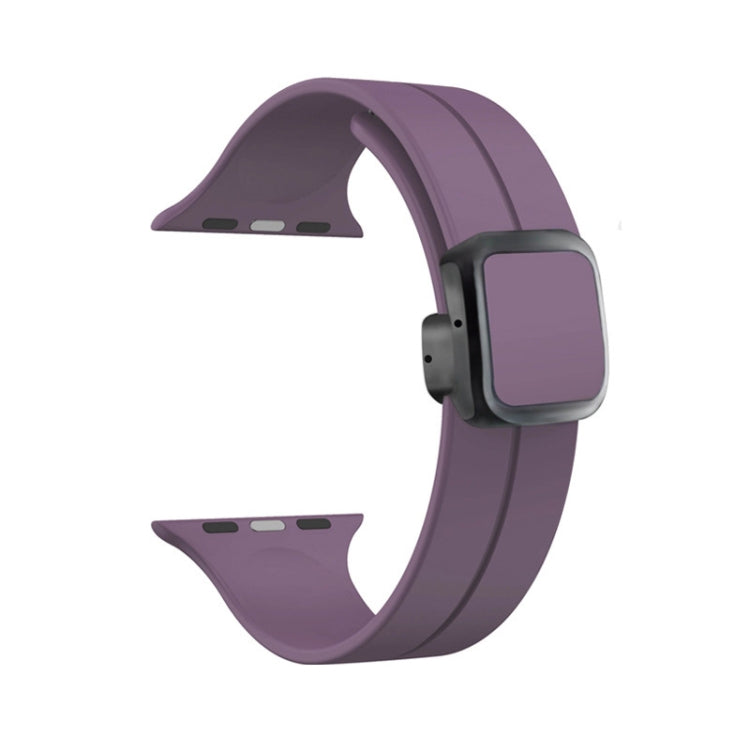 For Apple Watch SE 44mm Magnetic Square Buckle Silicone Watch Band(Fruit Purple) - Watch Bands by PMC Jewellery | Online Shopping South Africa | PMC Jewellery