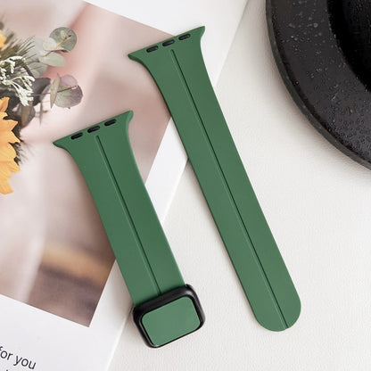 For Apple Watch Series 6 40mm Magnetic Square Buckle Silicone Watch Band(Alfalfa) - Watch Bands by PMC Jewellery | Online Shopping South Africa | PMC Jewellery