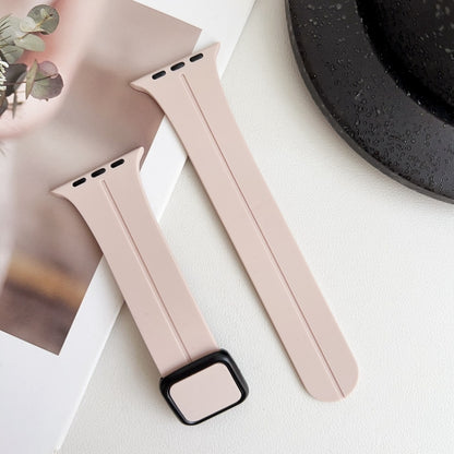 For Apple Watch Series 5 40mm Magnetic Square Buckle Silicone Watch Band(Sand Pink) - Watch Bands by PMC Jewellery | Online Shopping South Africa | PMC Jewellery