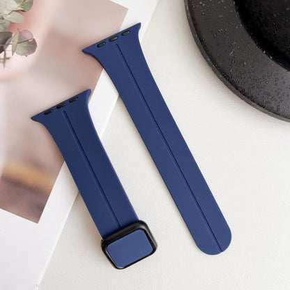 For Apple Watch Series 3 38mm Magnetic Square Buckle Silicone Watch Band(Midnight Blue) - Watch Bands by PMC Jewellery | Online Shopping South Africa | PMC Jewellery