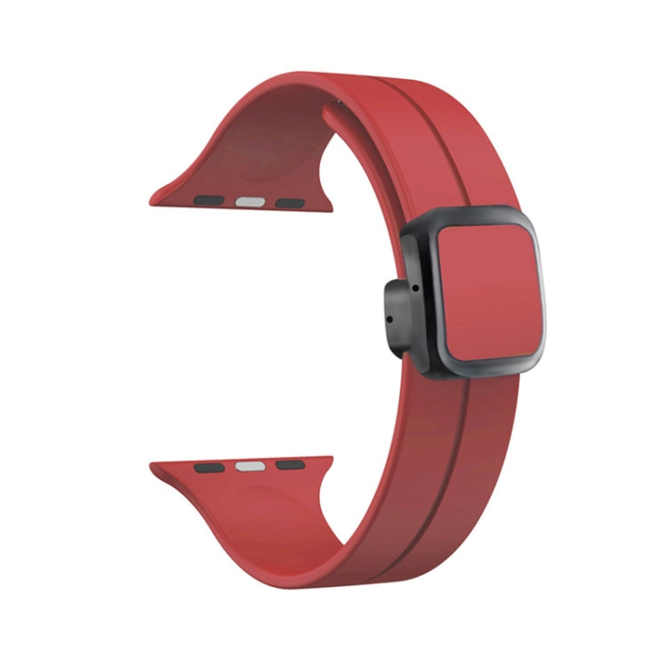 For Apple Watch Series 2 38mm Magnetic Square Buckle Silicone Watch Band(Red) - Watch Bands by PMC Jewellery | Online Shopping South Africa | PMC Jewellery