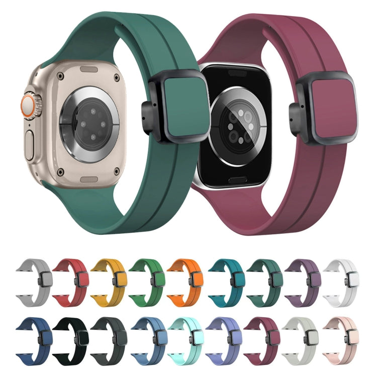For Apple Watch 42mm Magnetic Square Buckle Silicone Watch Band(Starlight) - Watch Bands by PMC TechLife | Online Shopping South Africa | PMC TechLife