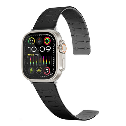 For Apple Watch SE 2023 44mm Two Color Loop Magnetic Silicone Watch Band(Black+Grey) - Watch Bands by PMC Jewellery | Online Shopping South Africa | PMC Jewellery