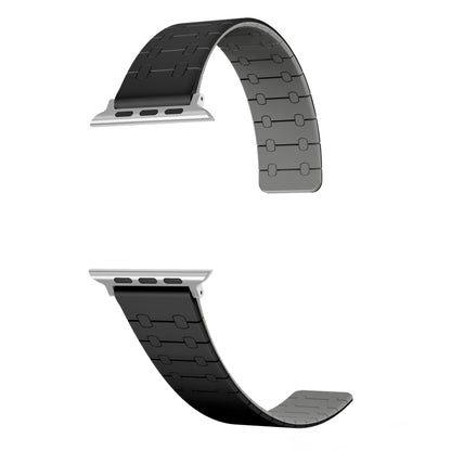 For Apple Watch SE 2023 44mm Two Color Loop Magnetic Silicone Watch Band(Black+Grey) - Watch Bands by PMC Jewellery | Online Shopping South Africa | PMC Jewellery