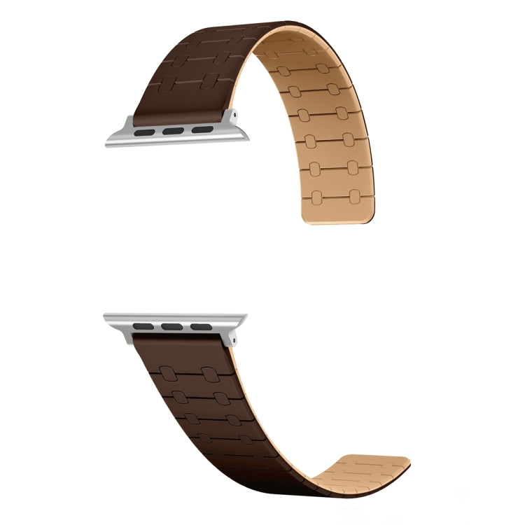 For Apple Watch Series 8 45mm Two Color Loop Magnetic Silicone Watch Band(Dark Brown+Light Brown) - Watch Bands by PMC Jewellery | Online Shopping South Africa | PMC Jewellery