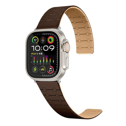 For Apple Watch SE 2022 44mm Two Color Loop Magnetic Silicone Watch Band(Dark Brown+Light Brown) - Watch Bands by PMC Jewellery | Online Shopping South Africa | PMC Jewellery