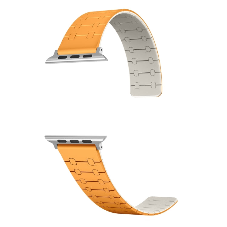 For Apple Watch SE 44mm Two Color Loop Magnetic Silicone Watch Band(Orange+Starlight) - Watch Bands by PMC Jewellery | Online Shopping South Africa | PMC Jewellery