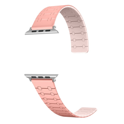 For Apple Watch SE 44mm Two Color Loop Magnetic Silicone Watch Band(Peach+Light Pink) - Watch Bands by PMC Jewellery | Online Shopping South Africa | PMC Jewellery