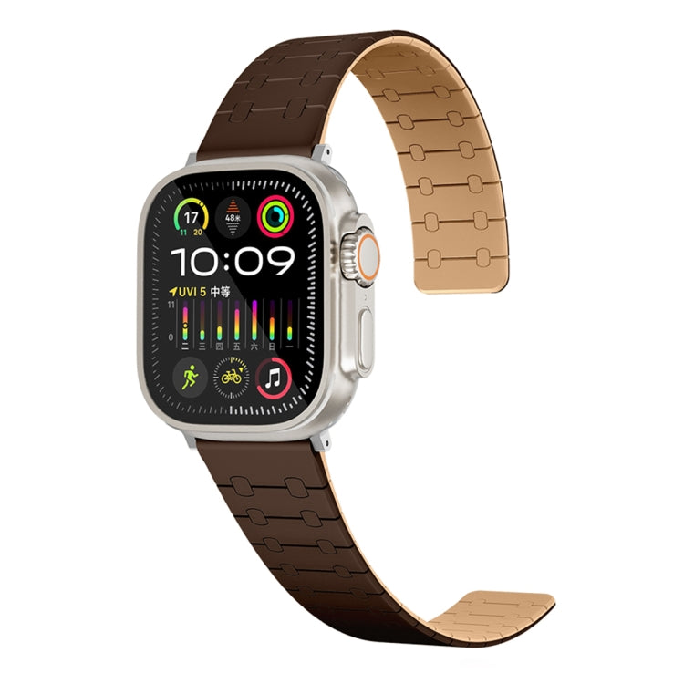 For Apple Watch SE 44mm Two Color Loop Magnetic Silicone Watch Band(Dark Brown+Light Brown) - Watch Bands by PMC Jewellery | Online Shopping South Africa | PMC Jewellery