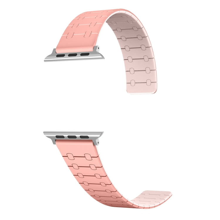 For Apple Watch Series 6 40mm Two Color Loop Magnetic Silicone Watch Band(Peach+Light Pink) - Watch Bands by PMC Jewellery | Online Shopping South Africa | PMC Jewellery