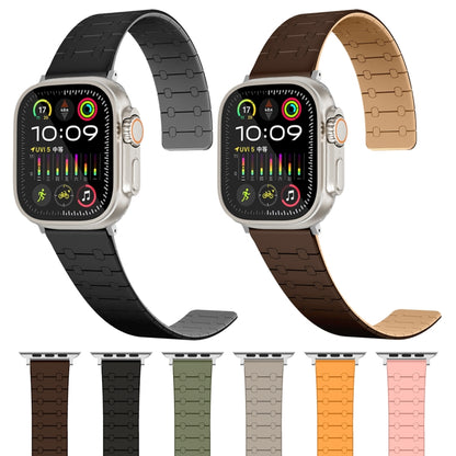 For Apple Watch Series 2 38mm Two Color Loop Magnetic Silicone Watch Band(Dark Brown+Light Brown) - Watch Bands by PMC Jewellery | Online Shopping South Africa | PMC Jewellery