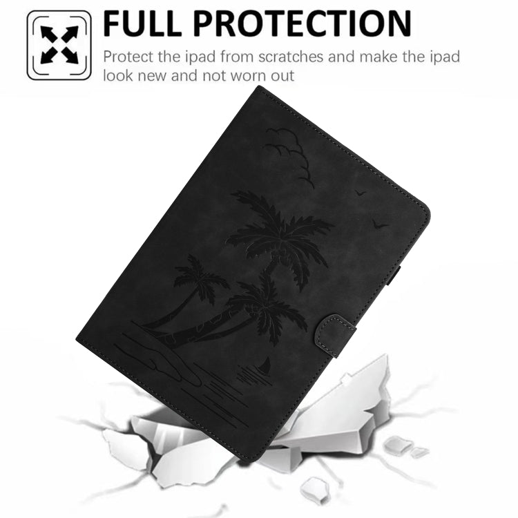 For iPad Pro 11 2024 Coconut Tree Embossed Smart Leather Tablet Case(Black) - iPad Pro 11 2024 Cases by PMC Jewellery | Online Shopping South Africa | PMC Jewellery | Buy Now Pay Later Mobicred