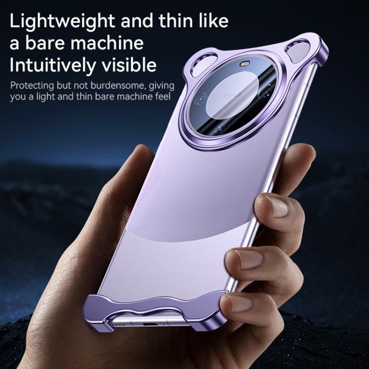 For Huawei Mate 60 Pro Frameless Metal Corner Pad Phone Case with Lens Film(Purple) - Huawei Cases by PMC Jewellery | Online Shopping South Africa | PMC Jewellery | Buy Now Pay Later Mobicred