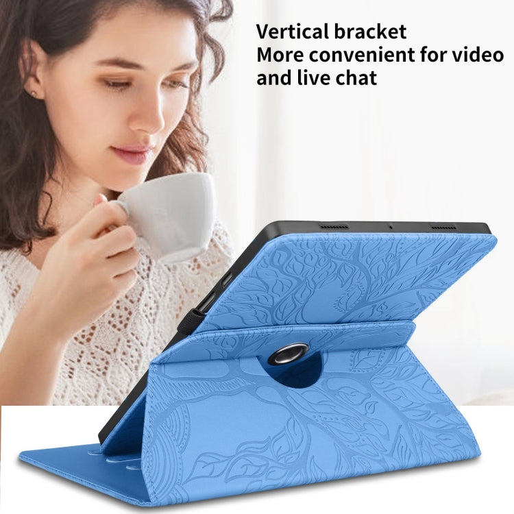 For Honor Pad 9 Tree Life Embossed Rotation Leather Tablet Case(Blue) - Honor by PMC TechLife | Online Shopping South Africa | PMC TechLife | Buy Now Pay Later Mobicred