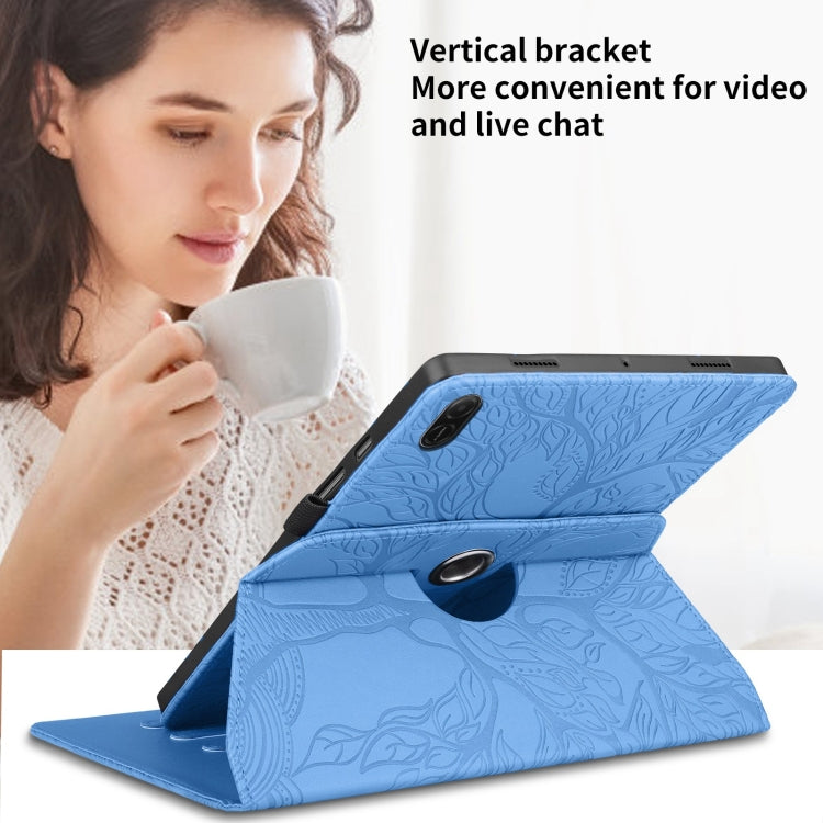 For Honor Pad X8a Tree Life Embossed Rotation Leather Tablet Case(Blue) - Honor by PMC TechLife | Online Shopping South Africa | PMC TechLife | Buy Now Pay Later Mobicred