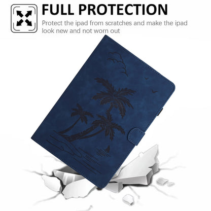 For Samsung Galaxy Tab S9 X710/X716B/X718U Coconut Tree Embossed Smart Leather Tablet Case(Blue) - Galaxy Tab S9 Cases by PMC Jewellery | Online Shopping South Africa | PMC Jewellery | Buy Now Pay Later Mobicred