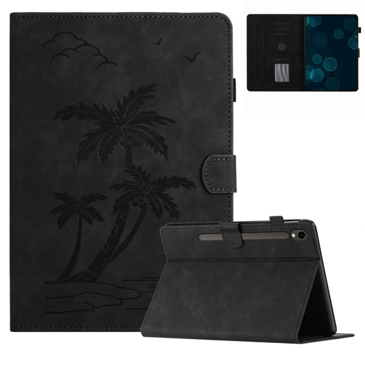 For Samsung Galaxy Tab S9 FE X510/X516B Coconut Tree Embossed Smart Leather Tablet Case(Black) - Galaxy Tab S9 FE by PMC Jewellery | Online Shopping South Africa | PMC Jewellery | Buy Now Pay Later Mobicred