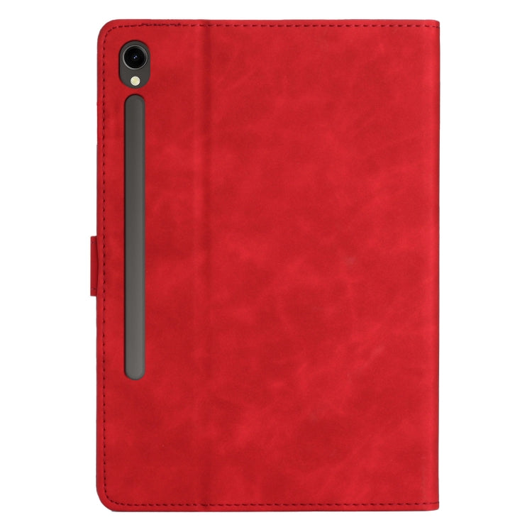 For Samsung Galaxy Tab S9 FE X510/X516B Coconut Tree Embossed Smart Leather Tablet Case(Red) - Galaxy Tab S9 FE by PMC Jewellery | Online Shopping South Africa | PMC Jewellery | Buy Now Pay Later Mobicred