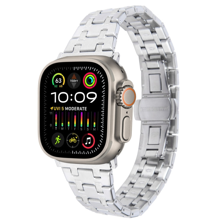 For Apple Watch Ultra 2 49mm Double T Stainless Steel Watch Band(Silver) - Watch Bands by PMC Jewellery | Online Shopping South Africa | PMC Jewellery