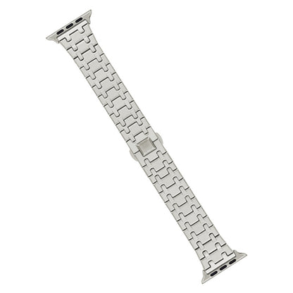 For Apple Watch SE 2022 40mm Double T Stainless Steel Watch Band(Starlight) - Watch Bands by PMC Jewellery | Online Shopping South Africa | PMC Jewellery