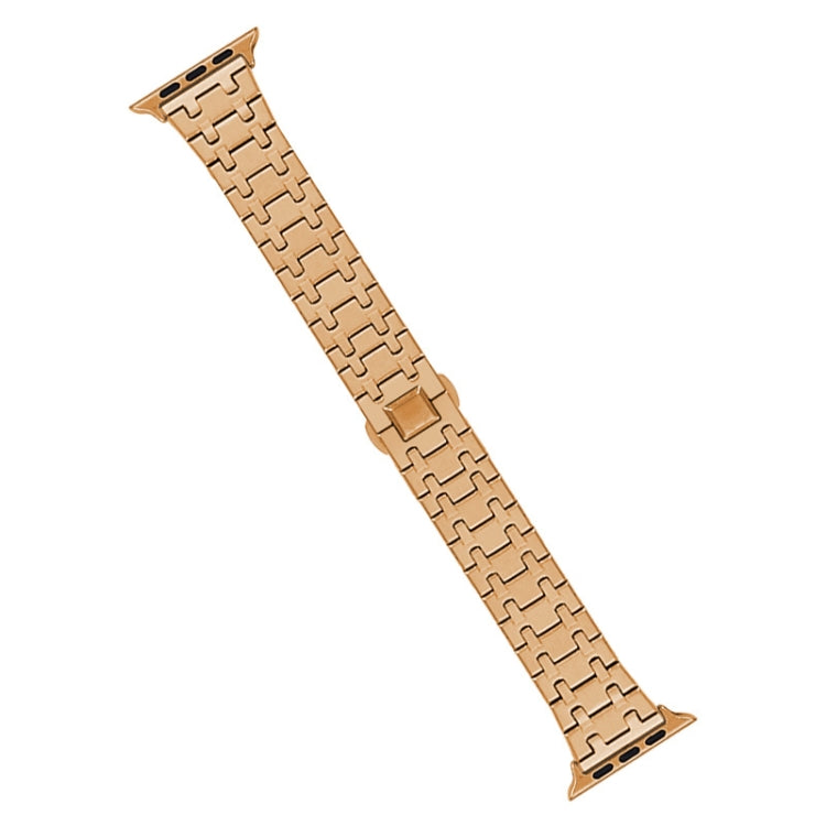 For Apple Watch Series 6 40mm Double T Stainless Steel Watch Band(Rose Gold) - Watch Bands by PMC Jewellery | Online Shopping South Africa | PMC Jewellery