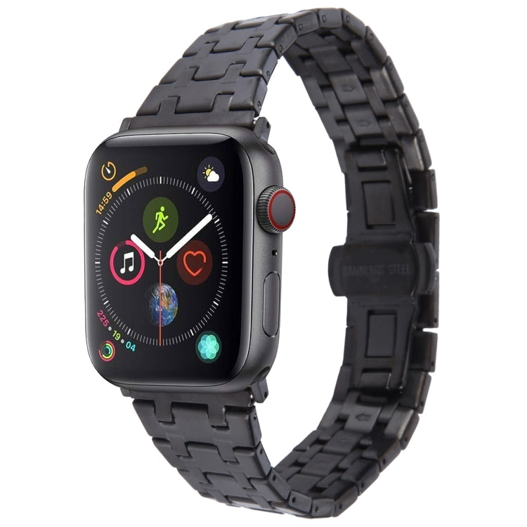 For Apple Watch Series 4 44mm Double T Stainless Steel Watch Band(Black) - Watch Bands by PMC Jewellery | Online Shopping South Africa | PMC Jewellery