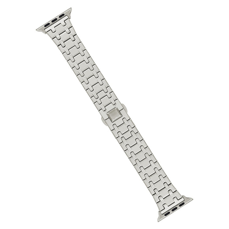 For Apple Watch Series 4 44mm Double T Stainless Steel Watch Band(Starlight) - Watch Bands by PMC Jewellery | Online Shopping South Africa | PMC Jewellery