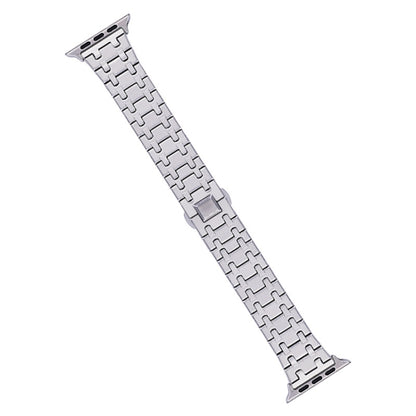 For Apple Watch Series 3 38mm Double T Stainless Steel Watch Band(Silver) - Watch Bands by PMC Jewellery | Online Shopping South Africa | PMC Jewellery