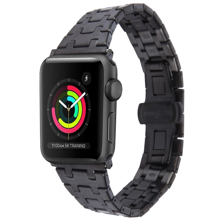 For Apple Watch Series 3 42mm Double T Stainless Steel Watch Band(Black) - Watch Bands by PMC Jewellery | Online Shopping South Africa | PMC Jewellery