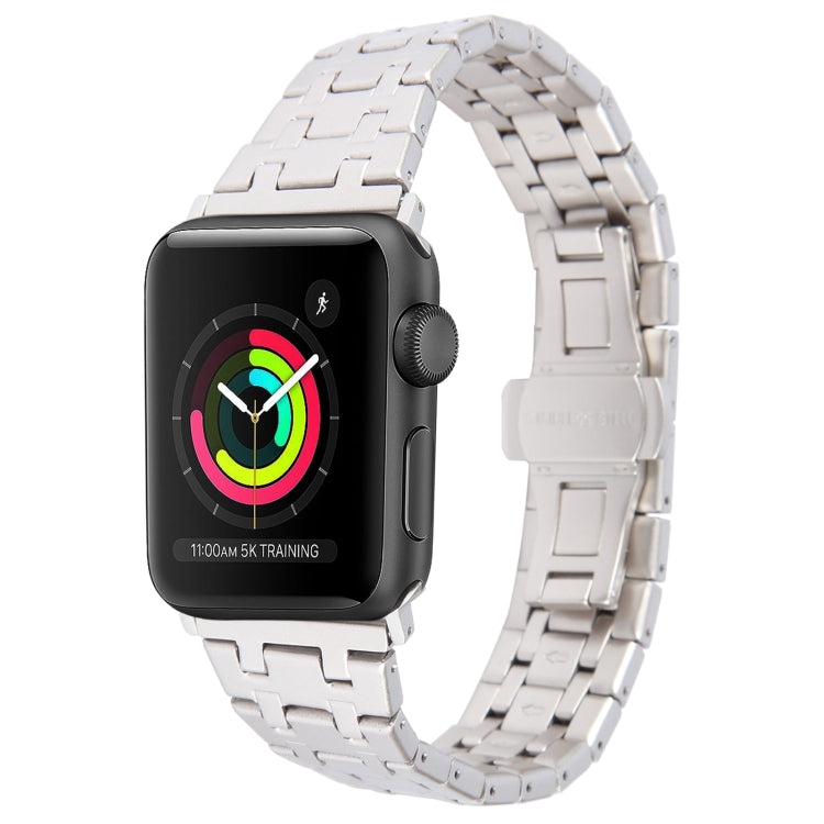 For Apple Watch 42mm Double T Stainless Steel Watch Band(Starlight) - Watch Bands by PMC Jewellery | Online Shopping South Africa | PMC Jewellery