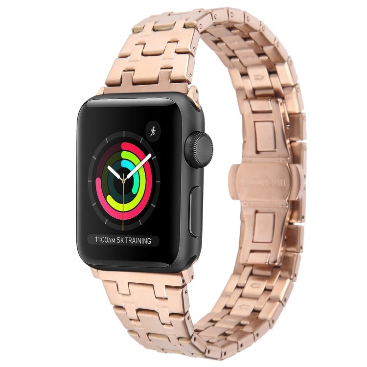 For Apple Watch 38mm Double T Stainless Steel Watch Band(Rose Gold) - Watch Bands by PMC Jewellery | Online Shopping South Africa | PMC Jewellery