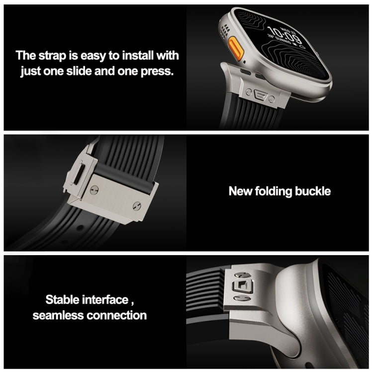 For Apple Watch Ultra 49mm Vertical Texture Titanium Buckle Elastic Silicone Watch Band(Orange) - Watch Bands by PMC TechLife | Online Shopping South Africa | PMC TechLife | Buy Now Pay Later Mobicred