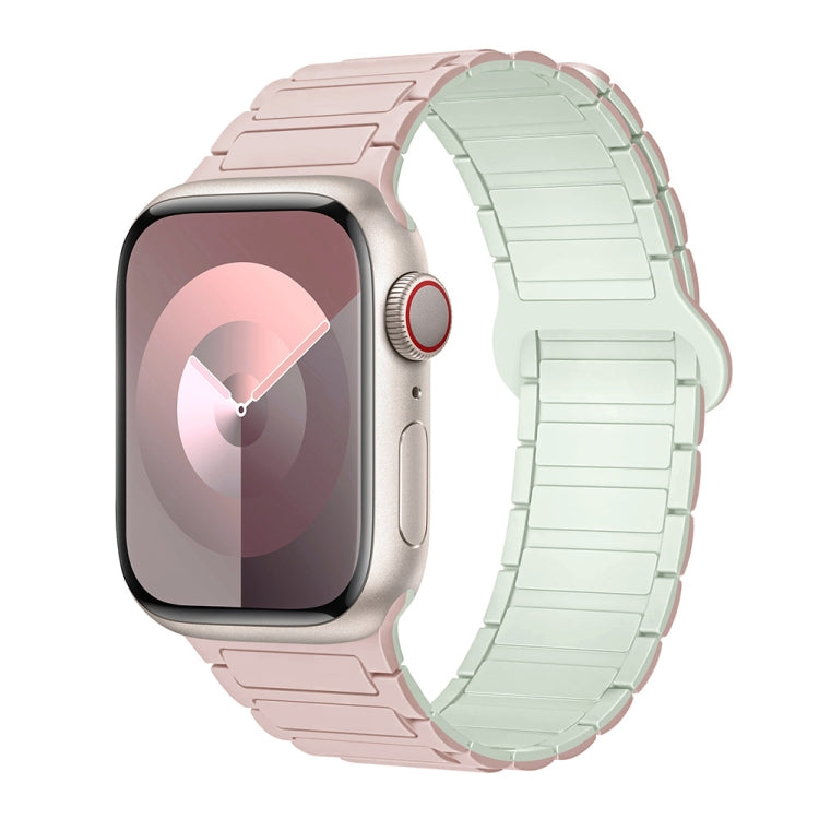 For Apple Watch Series 9 41mm I-Shaped Magnetic Silicone Watch Band(Pink Mint) - Watch Bands by PMC Jewellery | Online Shopping South Africa | PMC Jewellery