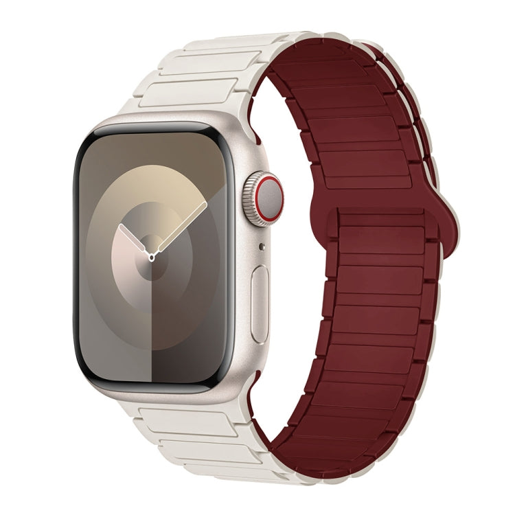 For Apple Watch Series 8 45mm I-Shaped Magnetic Silicone Watch Band(Starlight Wine Red) - Watch Bands by PMC Jewellery | Online Shopping South Africa | PMC Jewellery