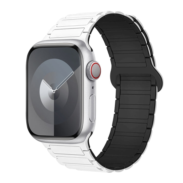 For Apple Watch SE 2022 40mm I-Shaped Magnetic Silicone Watch Band(White Black) - Watch Bands by PMC Jewellery | Online Shopping South Africa | PMC Jewellery