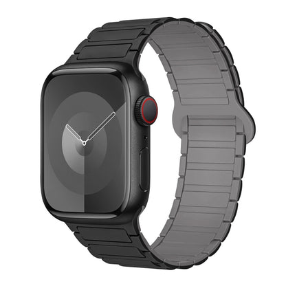 For Apple Watch Series 7 41mm I-Shaped Magnetic Silicone Watch Band(Black Gray) - Watch Bands by PMC Jewellery | Online Shopping South Africa | PMC Jewellery